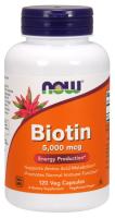 NOW Biotin 5,000 mcg 120 VCaps ~ Energy Production*
