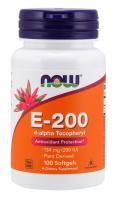 NOW Vitamin E-200 D-Alpha Tocopheryl 100 Softgels ~ Antioxidant Protection*