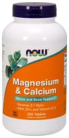 NOW Magnesium & Calcium 250 Tablets ~ Nerve and Bone Support*