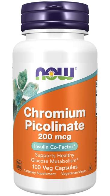 NOW Chromium Picolinate 200 mcg 100 VCaps ~ For Healthy Glucose Levels