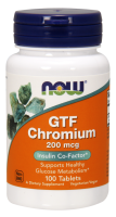 NOW GTF Chromium 200 mcg 100 Tablets ~ Insulin Co-Factor