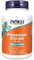 NOW Potassium Citrate 99 mg 180 VCaps ~ Essential Mineral