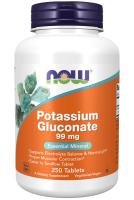 NOW Potassium Gluconate 99 mg 250 Tablets ~ Essential Mineral