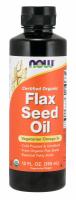 NOW Flax Seed Oil Liquid, Organic  12  oz ~ Vegetarian Omega-3s