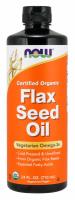 NOW Flax Seed Oil Liquid, Organic 24 oz ~ Vegetarian Omega-3s