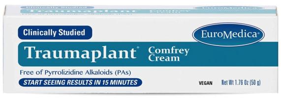 EuroMedica Traumaplant Comfrey Cream - Topical Cream with Clinically Studied Comfrey - Free of Toxic Pyrrolizidine Alkaloids (PAs) - Vegan - 1.76 oz.