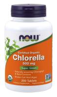 NOW Chlorella 500 mg, Organic 200 Tablets ~ Super Green