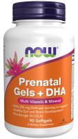 NOW Prenatal Gels + DHA 90 Softgels ~ Multi Vitamin & Mineral