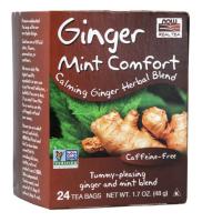 NOW Ginger Mint Comfort Tea Calming Ginger Herbal Blend, 24 Bags