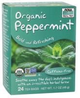NOW Peppermint Tea, Organic Bold and Refreshing, 24 Bag