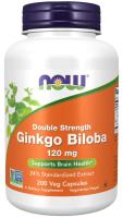 NOW Ginkgo Biloba, Double Strength 120 mg 200 VCaps ~ Supports Brain Health*
