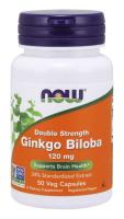 NOW Ginkgo Biloba, Double Strength 120 mg 50 VCaps ~ Supports Brain Health*