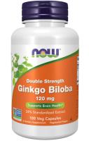 NOW Ginkgo Biloba, Double Strength 120 mg 100 VCaps ~ Supports Brain Health*