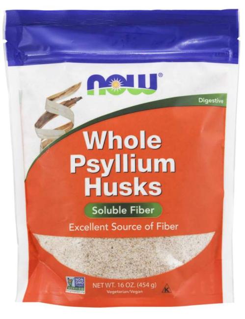 NOW Psyllium Husks Whole 1 lb. ~ Soluble Fiber