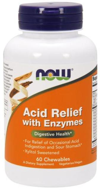 NOW Acid Relief with Enzymes 60 Chewables